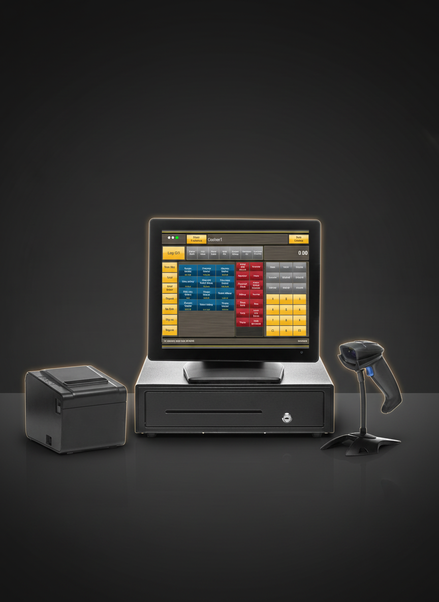 TimeWorks complete POS bundle with monitor, cash drawer, printer and scanner